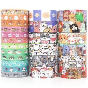 Cute Kawaii Washi Tape Set Craft DIY Art Scrapbooking Bullet Journal 24 Rolls